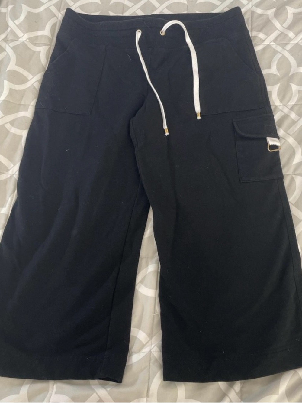 Boston Proper Black Capri Cargo Drawstring Pants